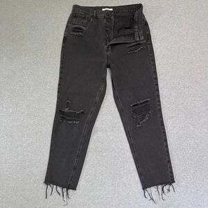 Pacsun Jeans Womens 30 Black Ultra High Rise Slim Straight Ripped Denim